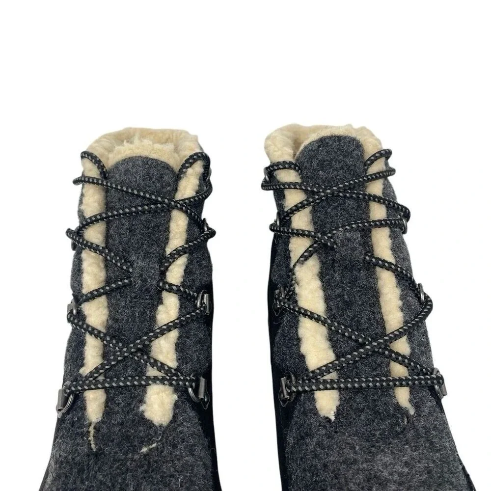 Sonoma Womens Size 8 Orpington Black Faux Suede Sherpa Hiking Boots Lug Sole